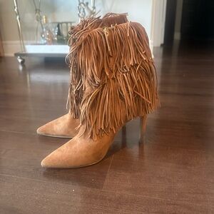 Sam Edelman Tan Fringe Ankle Booties